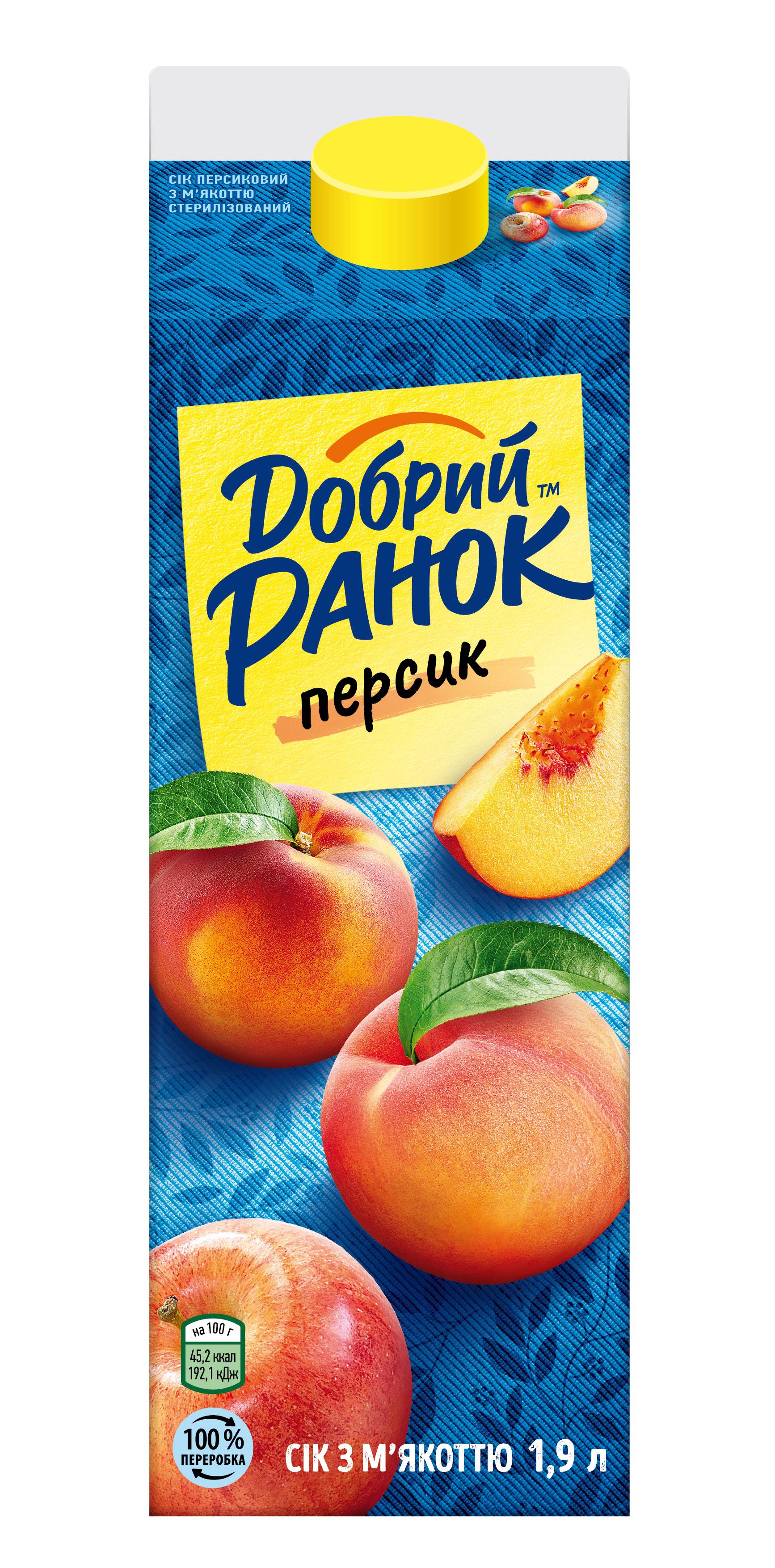 Сік персиковий з м'якоттю ТМ "Добрий Ранок" 1,9л